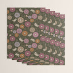 Mums and Vines Floral Mauve Olive and Rust Wrapping Paper Gallery Image 3