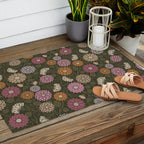 Mums and Vines Floral Mauve Olive and Rust Outdoor Rug Gallery Image 2