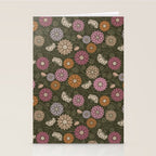Mums and Vines Floral Mauve Olive and Rust Stationery Card Gallery Image 2