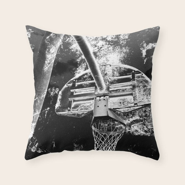 Black And White Basketball Art Throw Pillow Gallery Image 6