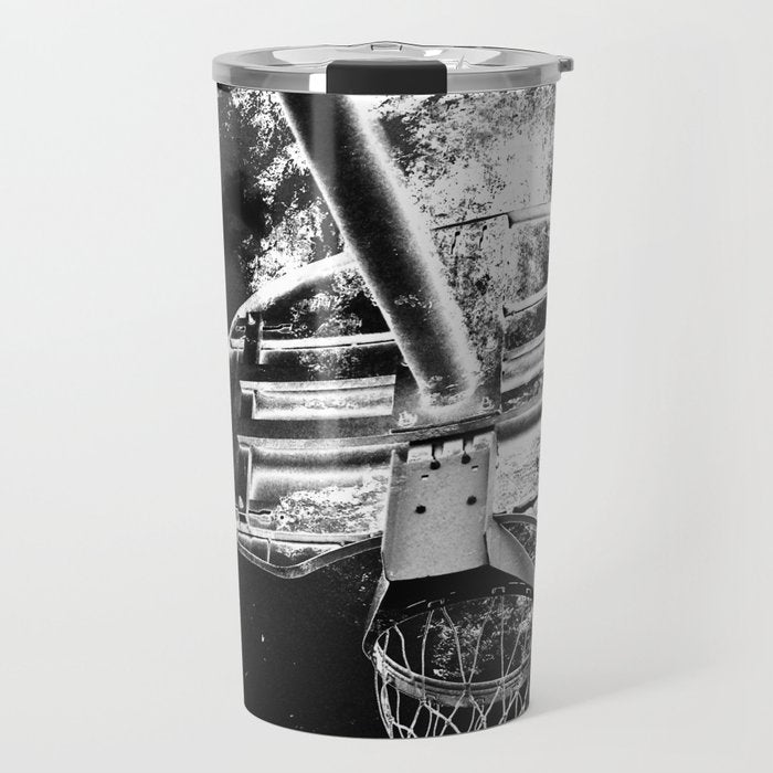 Black And White Basketball Art Travel Mug Gallery Image 1
