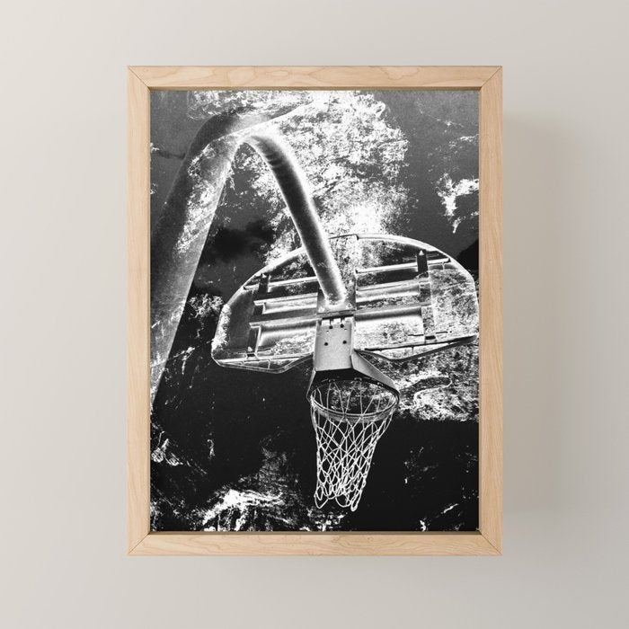 Black And White Basketball Art Mini Art Print Gallery Image 1