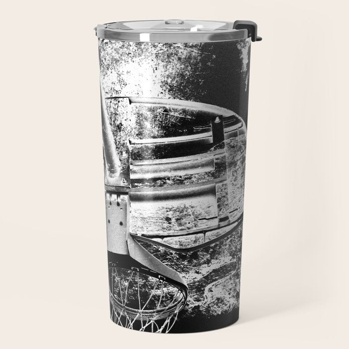 Black And White Basketball Art Travel Mug Gallery Image 2