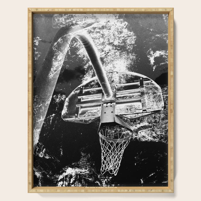 Black And White Basketball Art Serving Tray Gallery Image 1