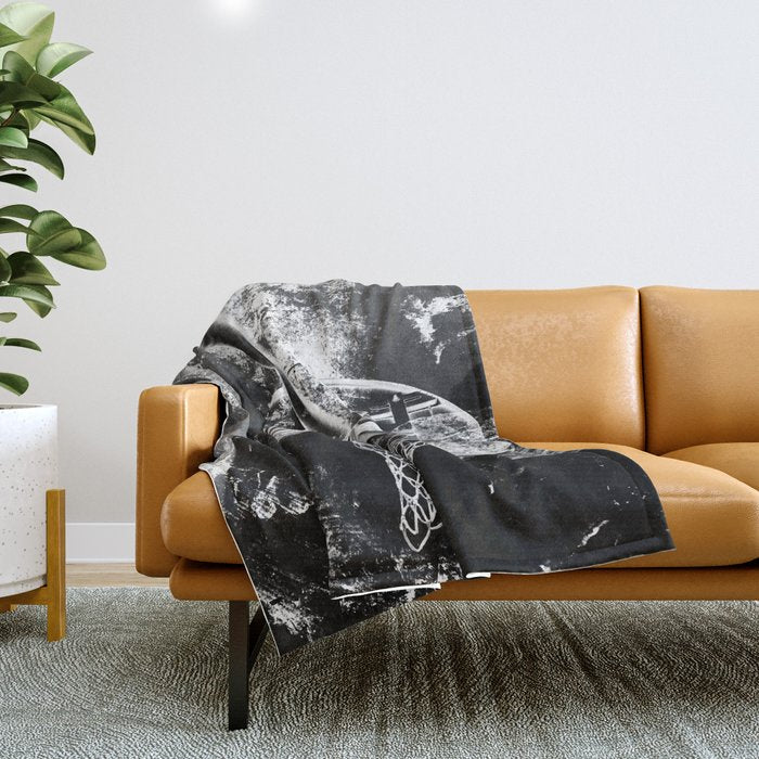 Black And White Basketball Art Throw Blanket Gallery Image 1
