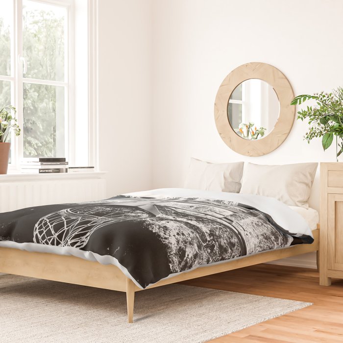 Black And White Basketball Art Duvet Cover Gallery Image 2