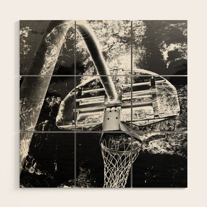Black And White Basketball Art Wood Wall Art Gallery Image 1