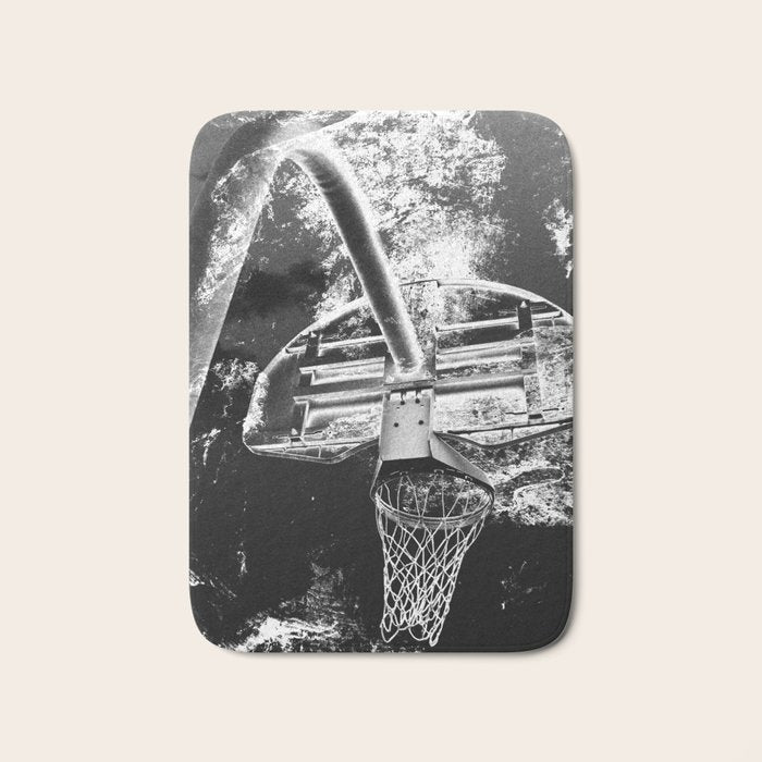 Black And White Basketball Art Bath Mat