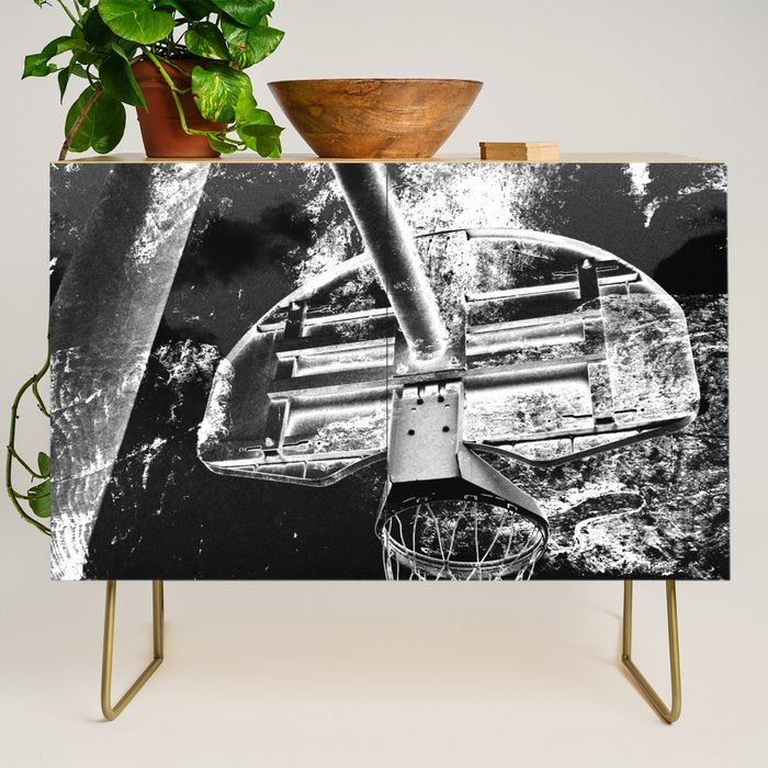 Black And White Basketball Art Credenza Gallery Image 1