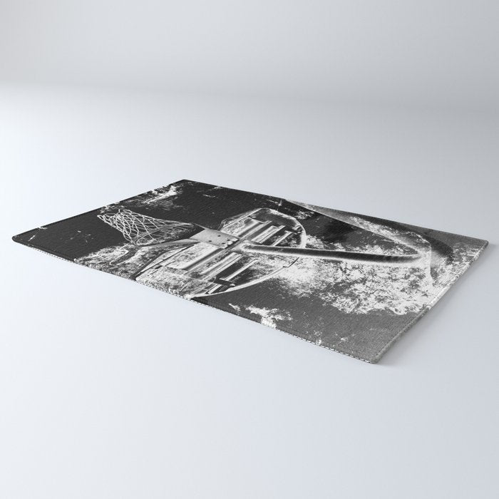Black And White Basketball Art Rug Gallery Image 3