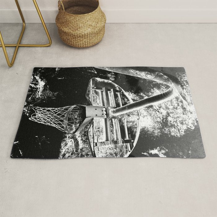 Black And White Basketball Art Rug Gallery Image 1