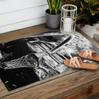 Black And White Basketball Art Outdoor Rug Gallery Image 2