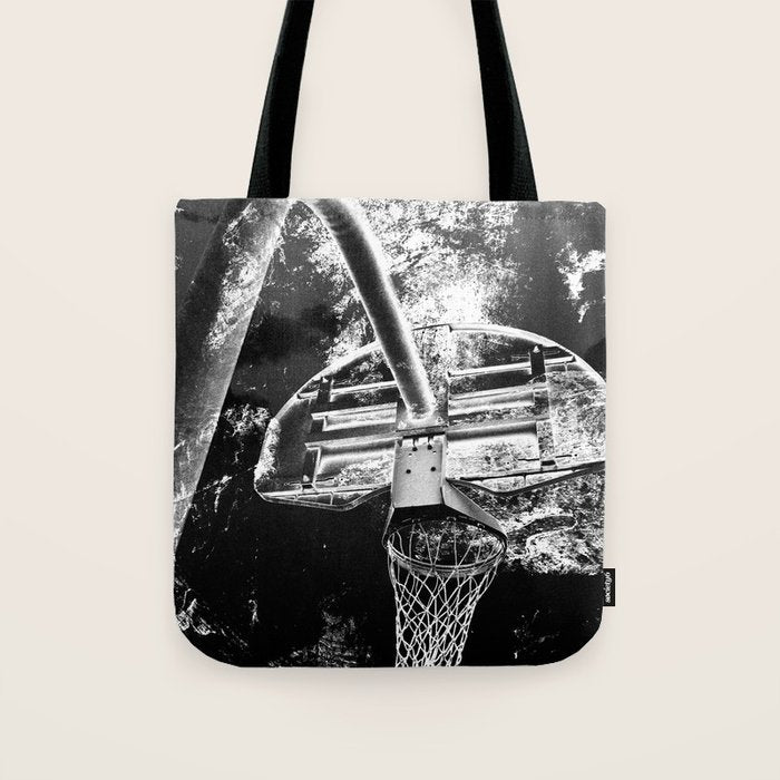 Black And White Basketball Art Tote Bag Gallery Image 1