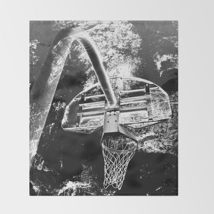 Black And White Basketball Art Throw Blanket Gallery Image 2