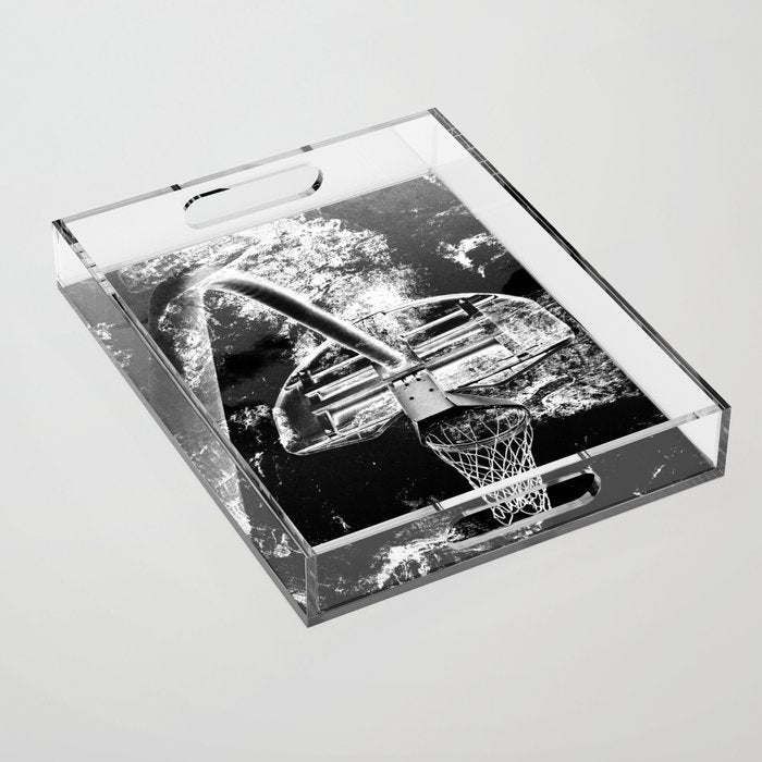 Black And White Basketball Art Acrylic Tray Gallery Image 1