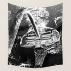 Black And White Basketball Art Wall Tapestry Gallery Image 4