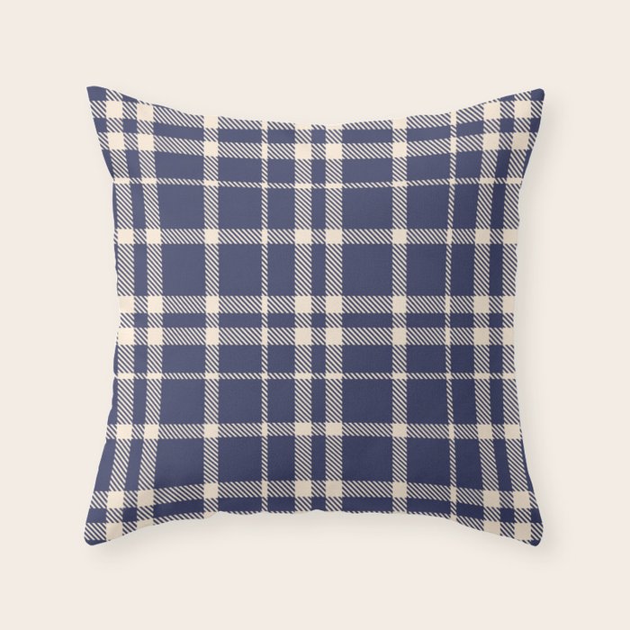 Denim Blue & White Festive Plaid Throw Pillow Gallery Image 1