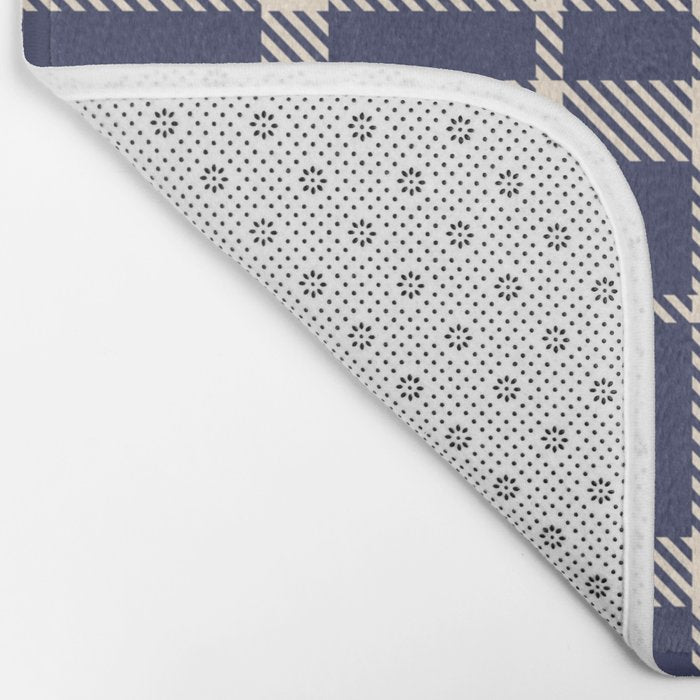 Denim Blue & White Festive Plaid Bath Mat Gallery Image 2