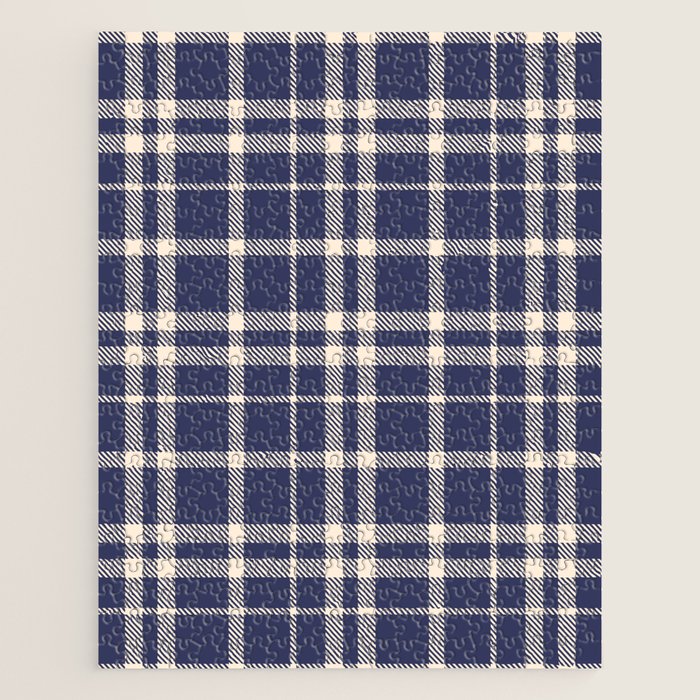 Denim Blue & White Festive Plaid Jigsaw Puzzle Gallery Image 1
