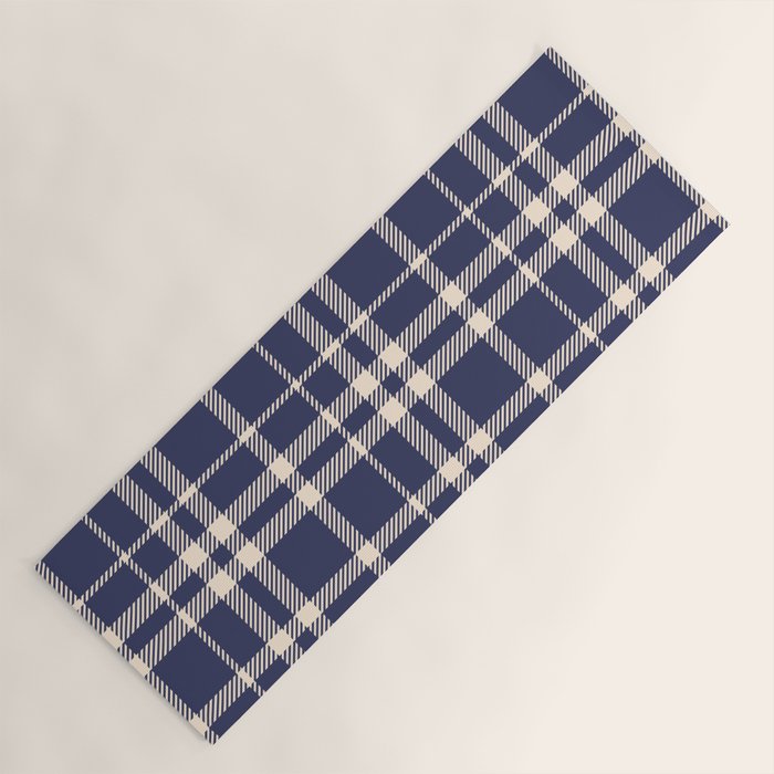 Denim Blue & White Festive Plaid Yoga Mat Gallery Image 1