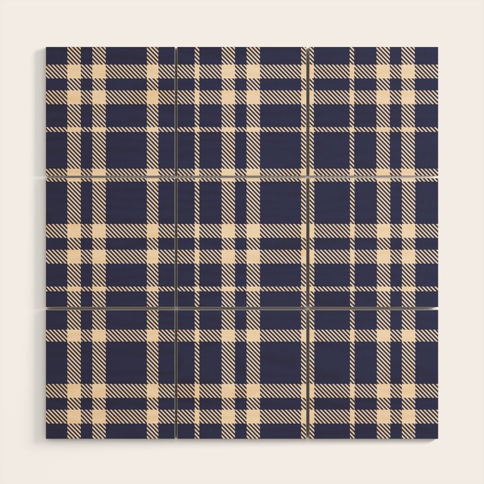 Denim Blue & White Festive Plaid Wood Wall Art Gallery Image 1