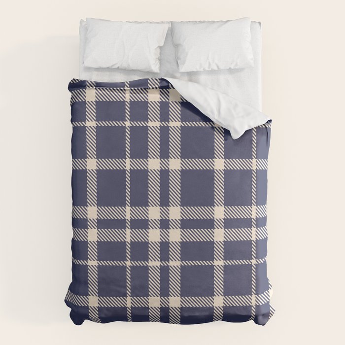 Denim Blue & White Festive Plaid Duvet Cover Gallery Image 1