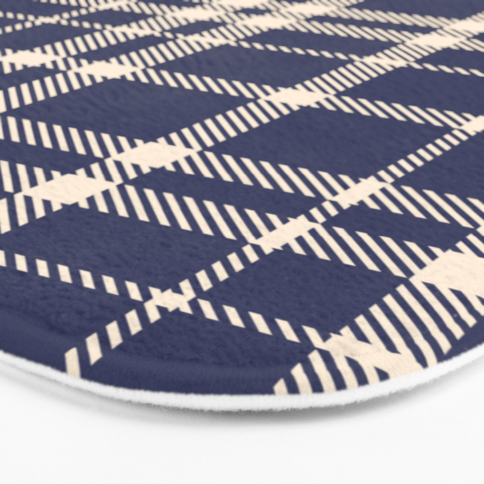Denim Blue & White Festive Plaid Bath Mat Gallery Image 3