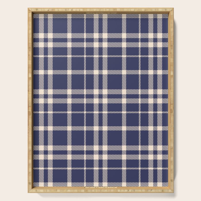 Denim Blue & White Festive Plaid Serving Tray Gallery Image 1