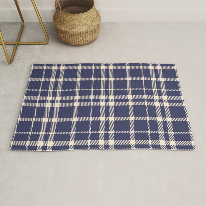 Denim Blue & White Festive Plaid Rug Gallery Image 1