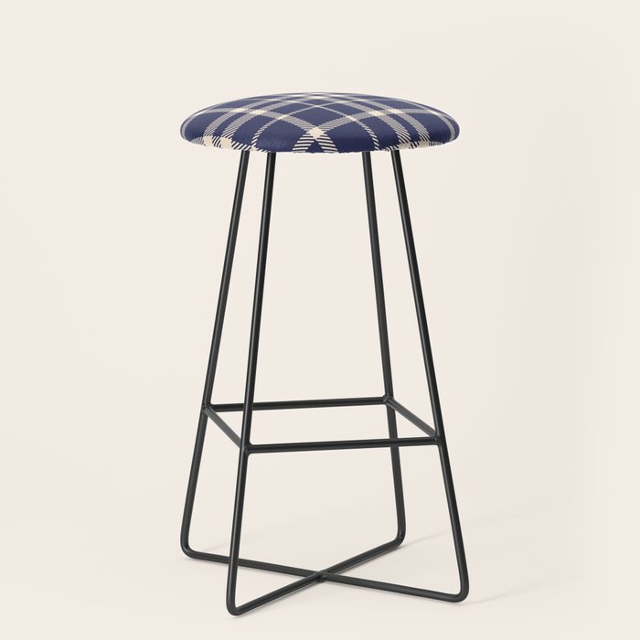 Denim Blue & White Festive Plaid Stool Gallery Image 1