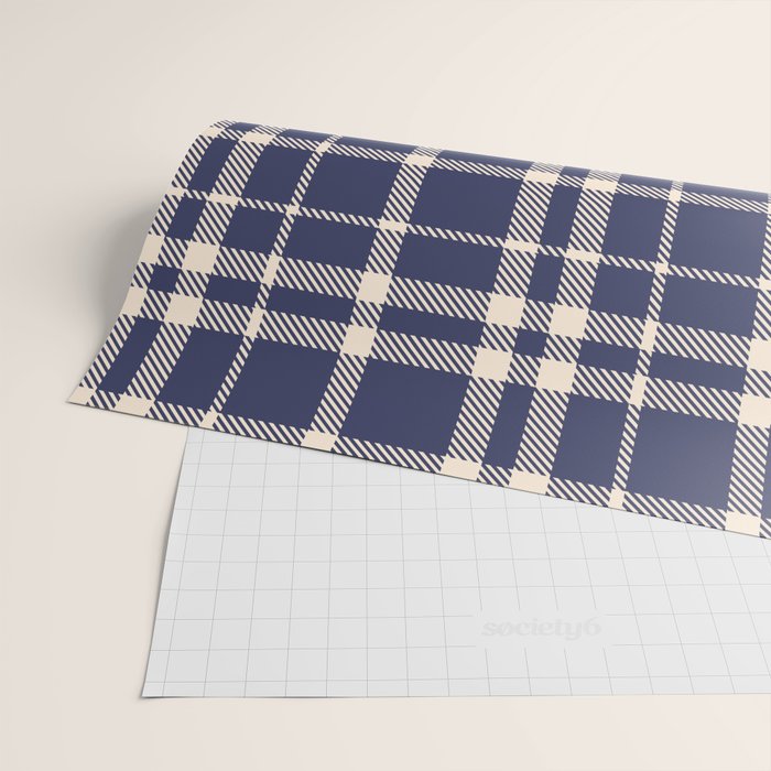 Denim Blue & White Festive Plaid Wrapping Paper Gallery Image 2
