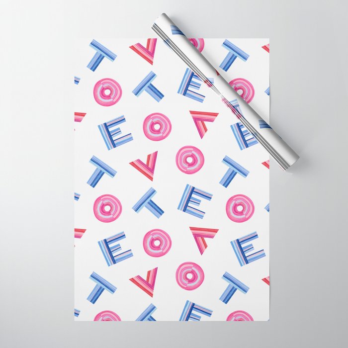 Cast Your Vote | Hand-Lettered Pattern in White Wrapping Paper Gallery Image 1