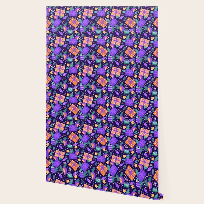 Christmas pattern in purple Wallpaper Gallery Image 2