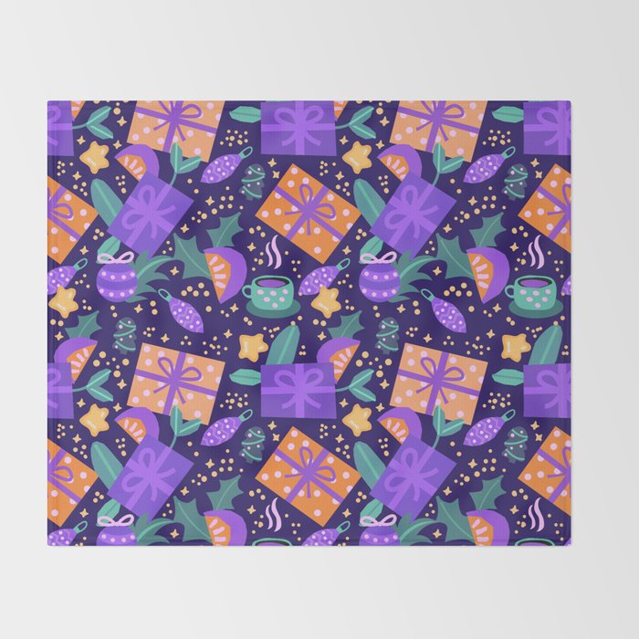 Christmas pattern in purple Throw Blanket Gallery Image 2