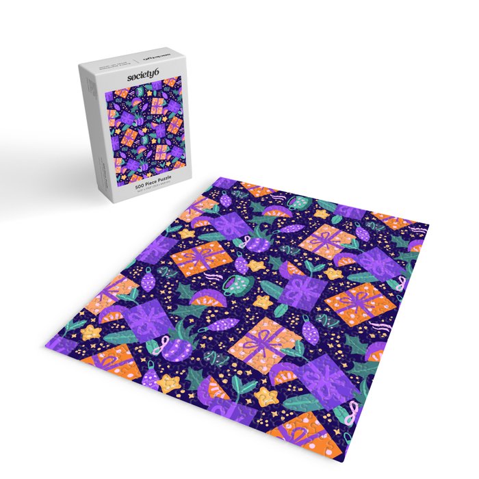 Christmas pattern in purple Jigsaw Puzzle Gallery Image 2