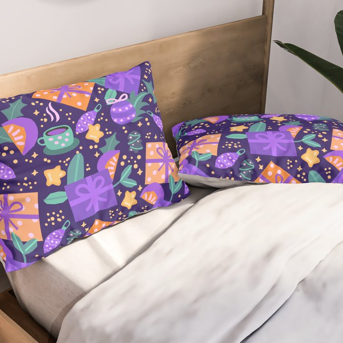 Christmas pattern in purple Pillow Sham Gallery Image 2