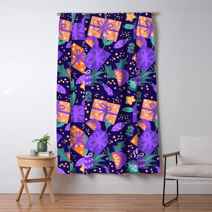 Christmas pattern in purple Window Curtain Gallery Image 5