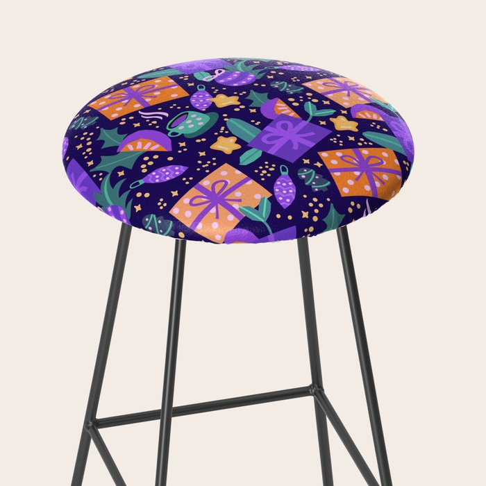 Christmas pattern in purple Stool Gallery Image 2