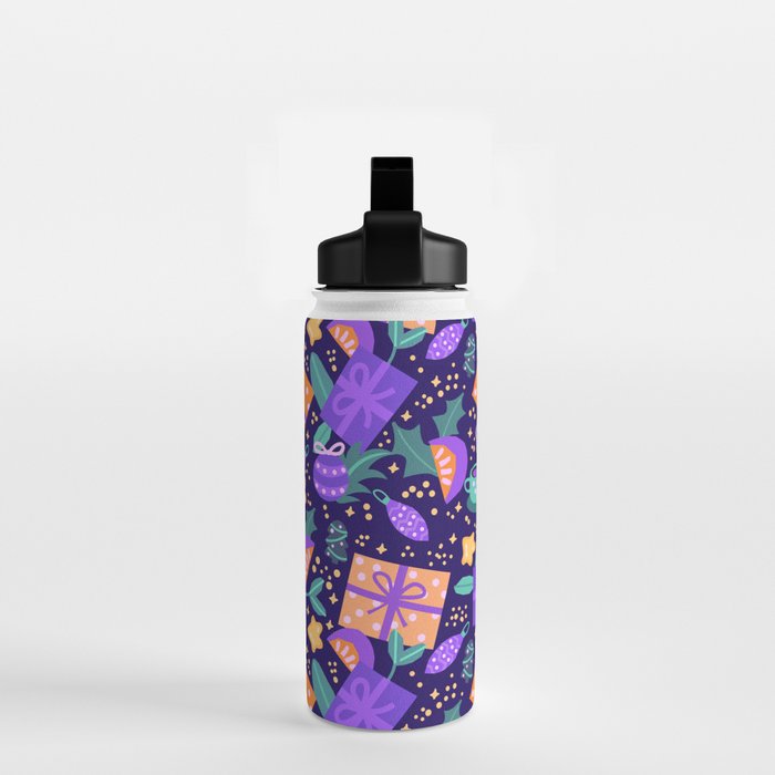 Christmas pattern in purple Water Bottle Gallery Image 2