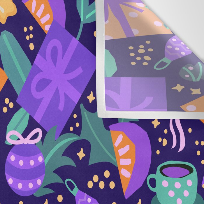 Christmas pattern in purple Wall Tapestry Gallery Image 3