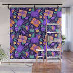 Christmas pattern in purple Wall Mural Gallery Image 1