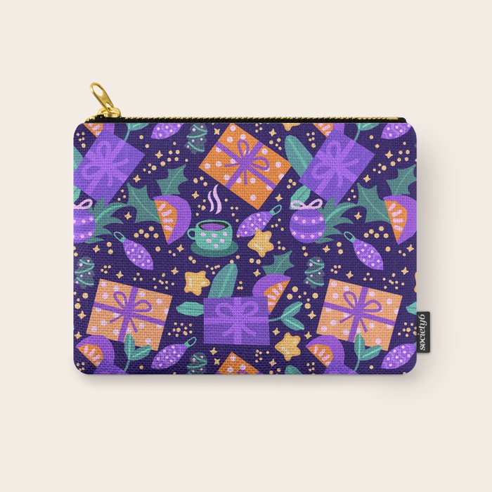 Christmas pattern in purple Carry All Pouch Gallery Image 1