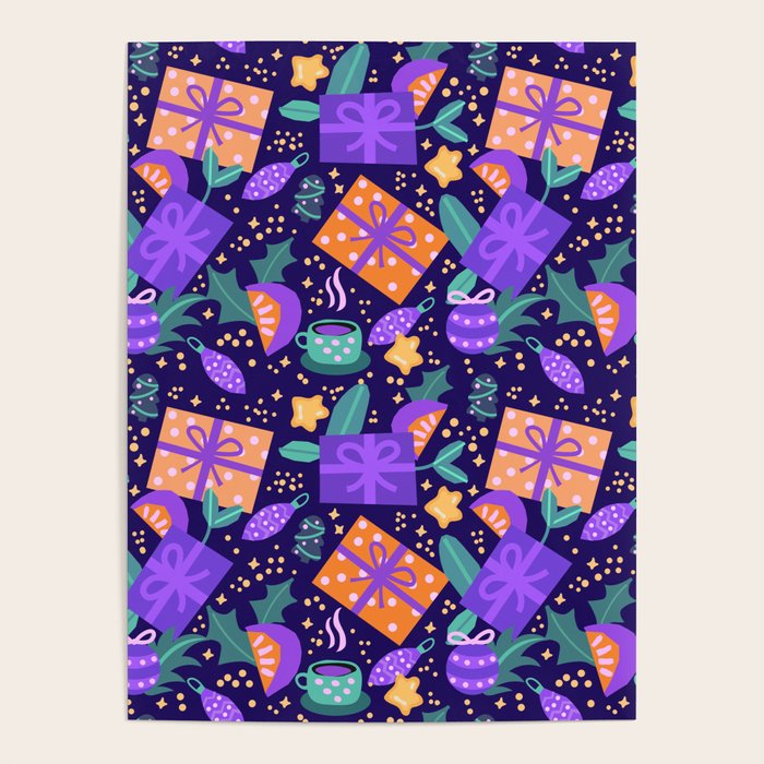 Christmas pattern in purple Poster Gallery Image 4