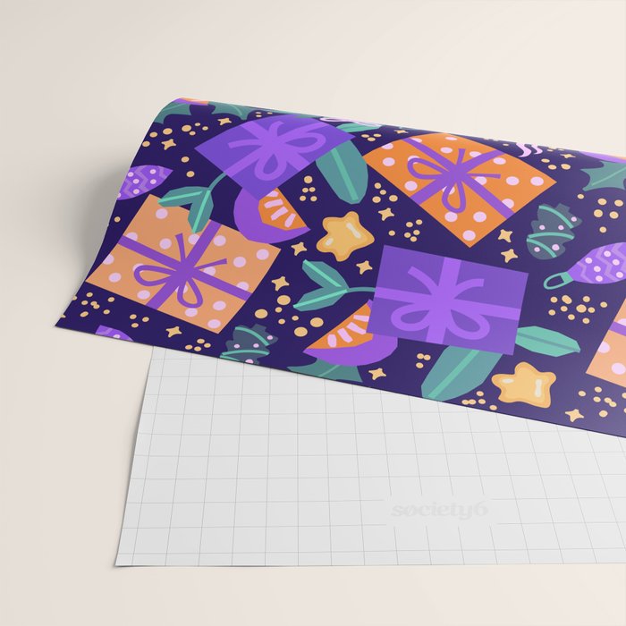 Christmas pattern in purple Wrapping Paper Gallery Image 2