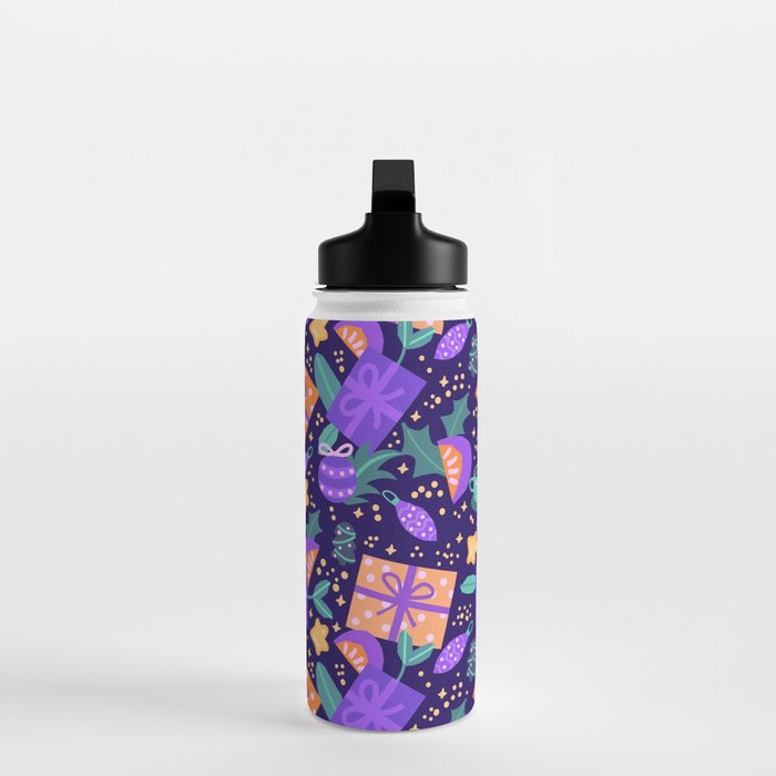 Christmas pattern in purple Water Bottle Gallery Image 3