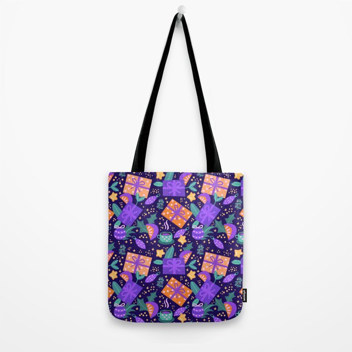 Christmas pattern in purple Tote Bag Gallery Image 2