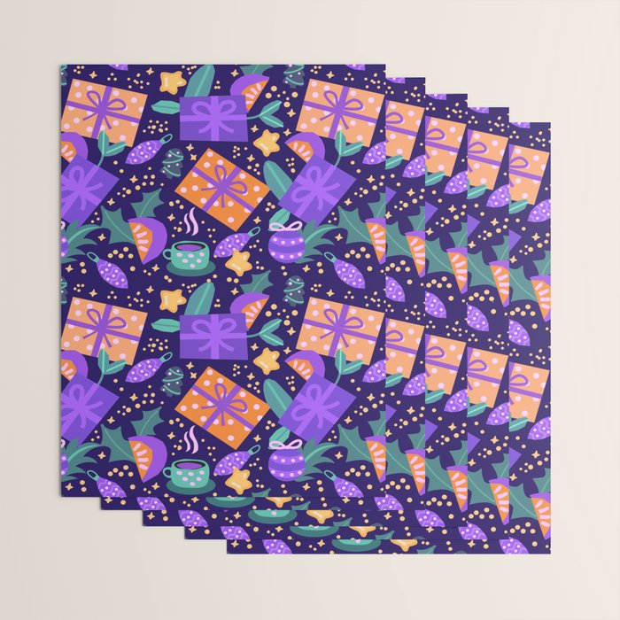 Christmas pattern in purple Wrapping Paper Gallery Image 3