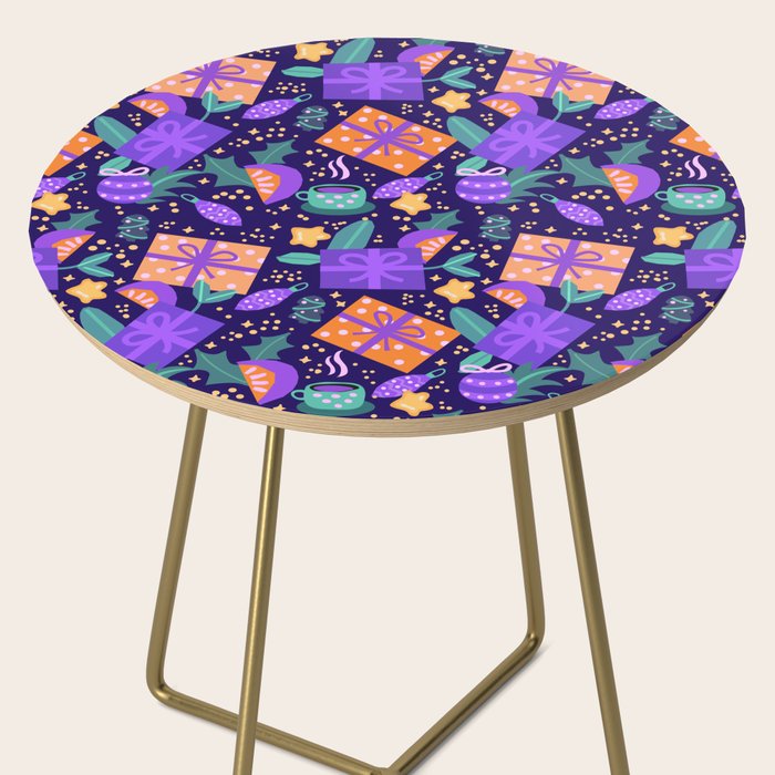 Christmas pattern in purple Side Table Gallery Image 2