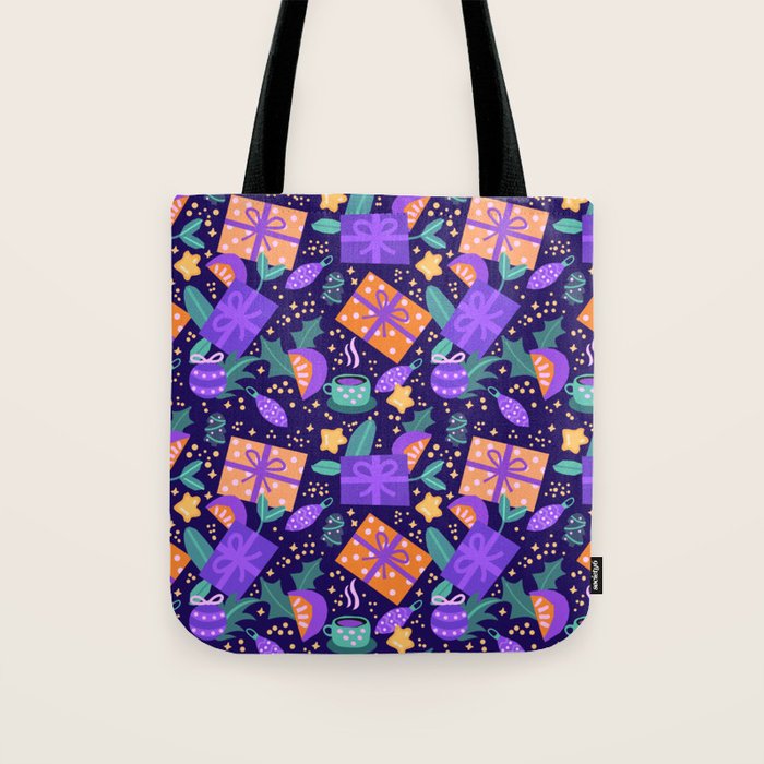 Christmas pattern in purple Tote Bag Gallery Image 1