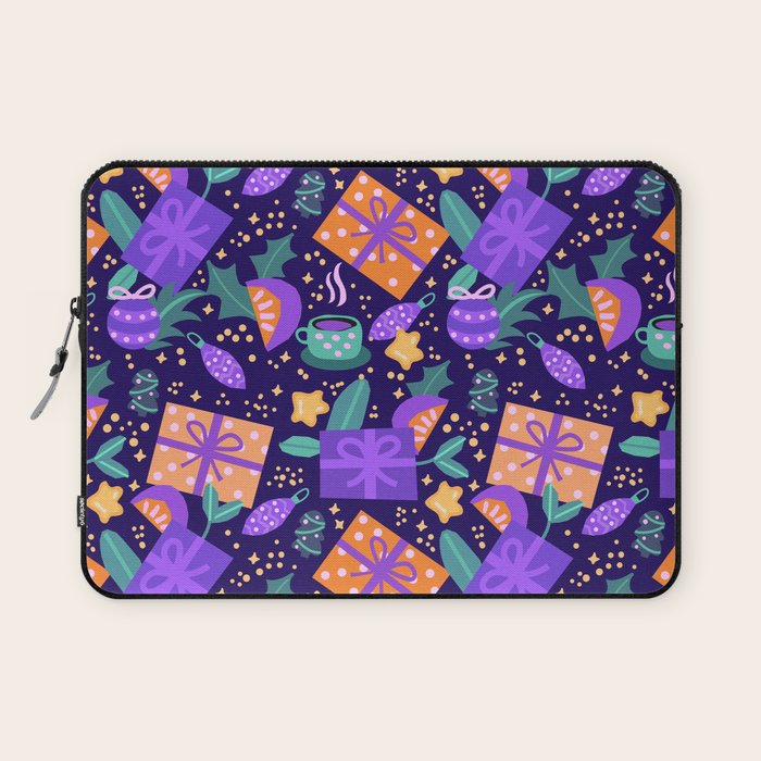 Christmas pattern in purple Laptop Sleeve Gallery Image 1